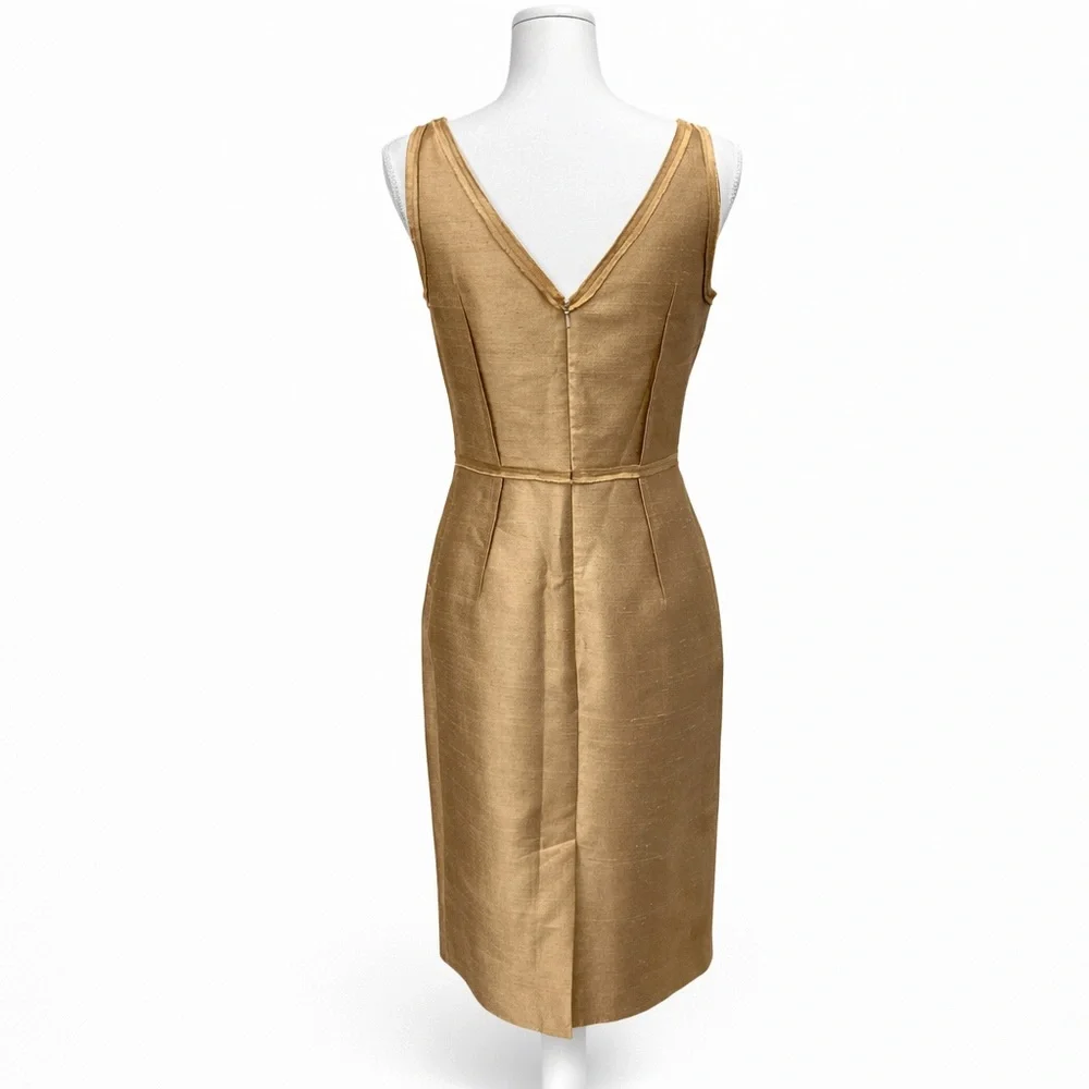 Talbots Silk Wool Sheath Dress Gold Champagne Cocktail Party Sleeveless Size 4 - Picture 7 of 9